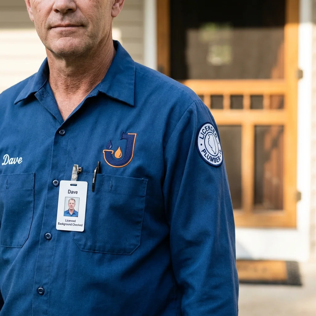 Licensed plumber showing ID badge in Fairmont, WV