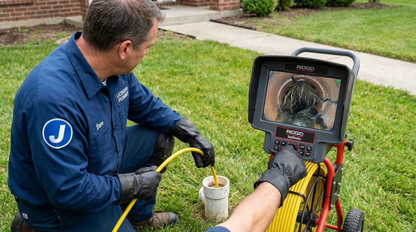 Sewer camera inspection being performed by Johns Plumbing LLC in Fairmont